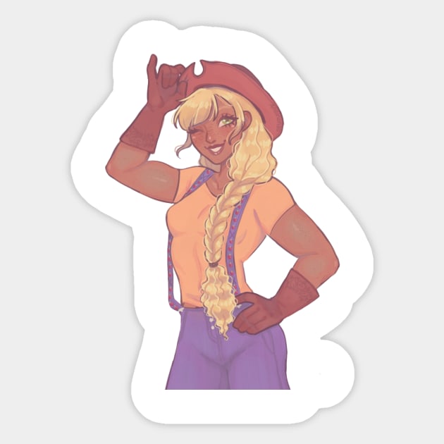 Applejack human version Sticker by Anemonaii